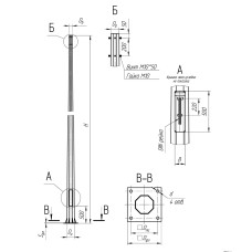 Опора освещения несиловая граненая фланцевая квадратная МО-7 Ст3сп5 60х135х7х3 мм