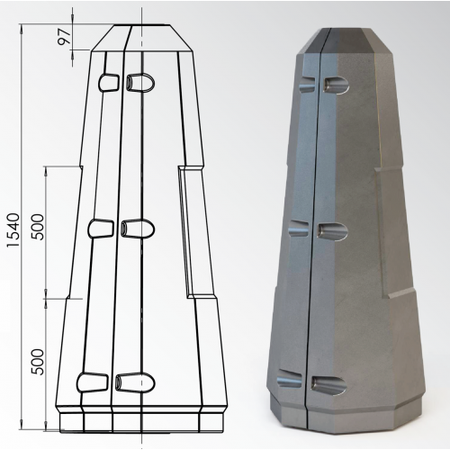 Цоколь восьмигранный стеклопластиковый А1 380х1540 мм в Тюмени

